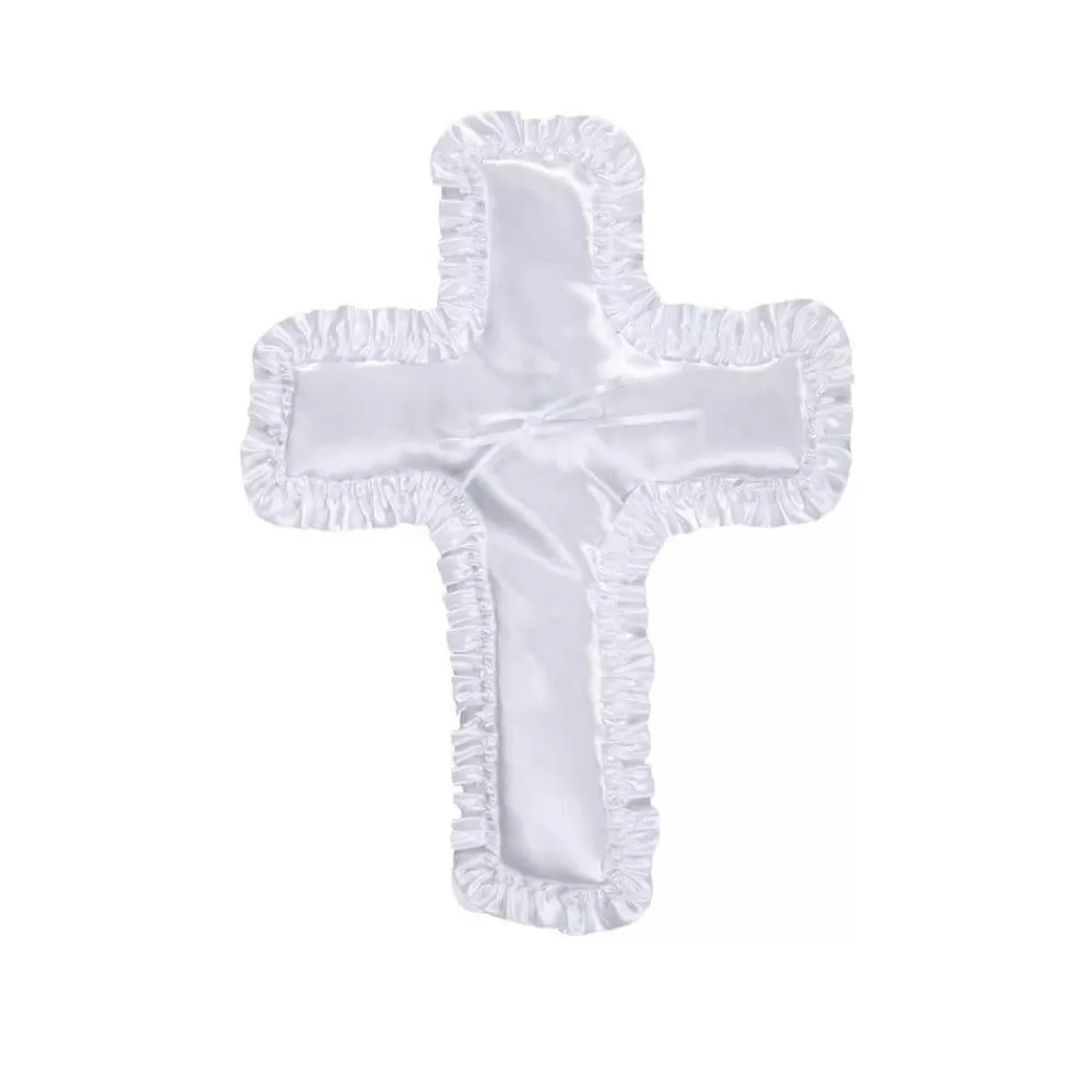 * Planter Accessories^Oasis 13 In., White Satin Edge Atlantic Cross Pillow